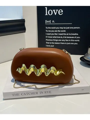 Acrylic Hard Shell Evening Clutch Bag Women Fashion Metal Wave Design Chain Shoulder Bag Banquet Handbag