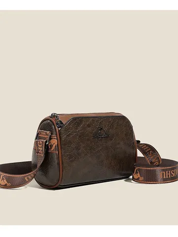 Women Vintage PU Leather Pillow Bag Retro Crossbody Shoulder Bag Casual Chic Handbag With Wide Strap Daily Purse