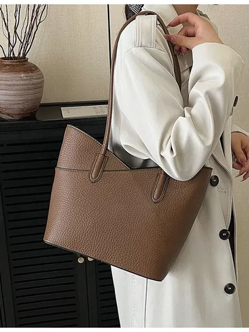 Women PU Leather Tote Bag Large Capacity Commuter Handbag Simple Daily Matching Shoulder Bag Fashion Casual Top Handle