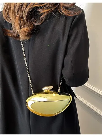 Fashion Acrylic Glossy Evening Bag Women Elegant Hard Shell Shoulder Crossbody Bag Trendy Metallic Chain Party Handbag