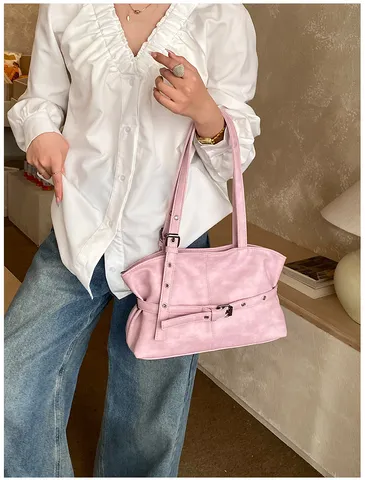 Women's Fashion Commuter Large Capacity PU Leather Shoulder Bag Casual Tote Bag
