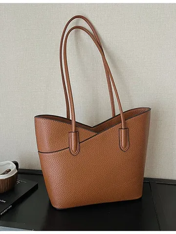 Women PU Leather Tote Bag Large Capacity Commuter Handbag Simple Daily Matching Shoulder Bag Fashion Casual Top Handle