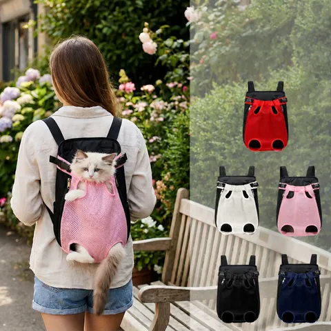 Breathable Mesh Pet Dog Cat Backpack Small Animals Outdoor Travel Carrier Lightweight Double Shoulder Dog Backpack Bag