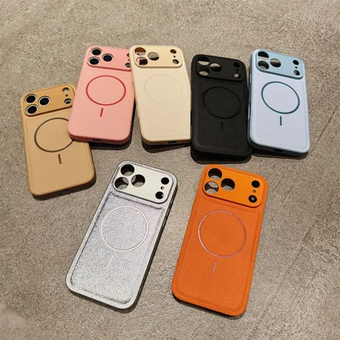 Minimalist PU Leather Magnetic Phone Case Solid Color Back Cover Anti Fingerprint Fall Protection Case For Apple iPhone