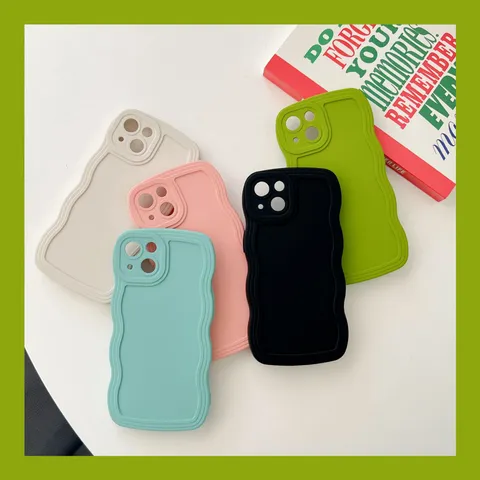 Liquid Silicone Wavy Edge Phone Case For iPhone Minimalist Shockproof Protective Soft Back Cover Mobile Case