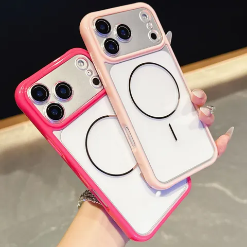 Dual Color Acrylic Magnetic Phone Case For iPhone 17 16 15 14 Pro Max Transparent Drop Proof Protective Cover