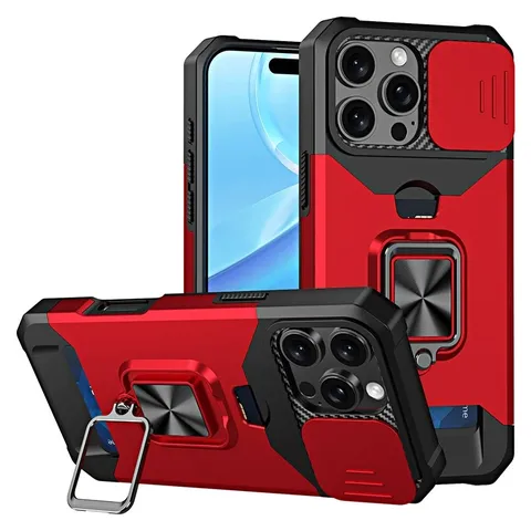Funda De Teléfono Blindada Antigolpes Con Cubierta De Cámara Deslizante Soporte De Anillo Ranura Para Tarjetas Para Motorola Edge 2025 Moto G Stylus 5G 2024
