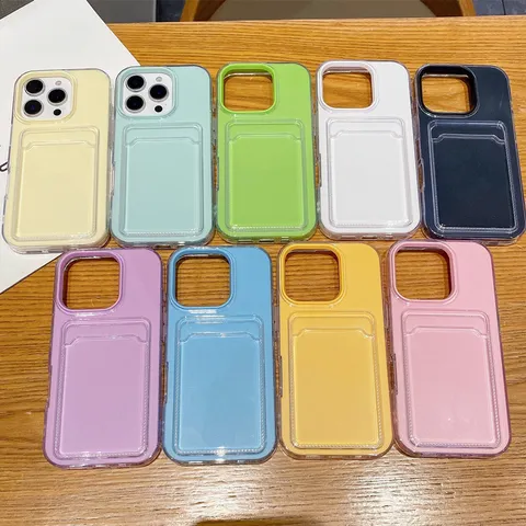 Minimalist Transparent Two-In-One Phone Case With Card Slot Shockproof Protective Back Cover For iPhone