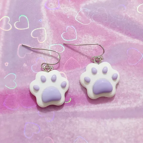 Sweet Dopamine Colorful Cat Paw Dangle Earrings Creative Plastic Resin Cartoon Animal Paw Drop Earrings For Women Girls Jewelry