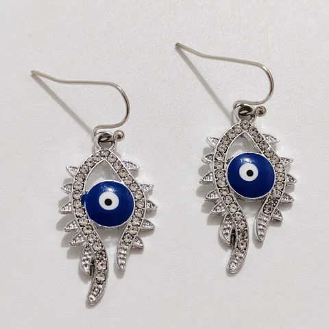 Unique Design Evil Eye Drop Earrings For Women Fashion Statement Rhinestone Alloy Dangle Earrings Personalized Geometric Party Jewelry Gift