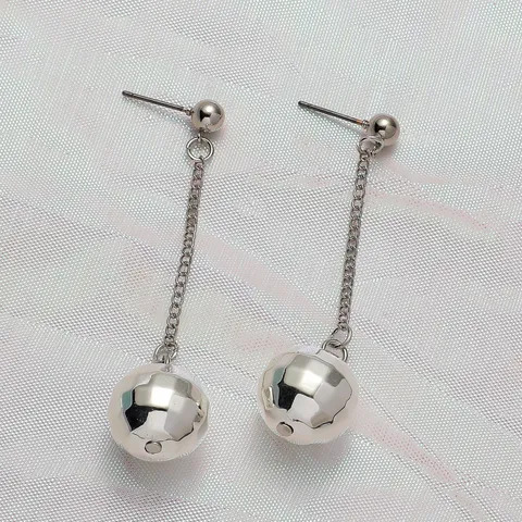 Fashion Alloy Disco Ball Pendant Drop Earrings Minimalist Long Chain Stud Earrings For Women Party Club Jewelry