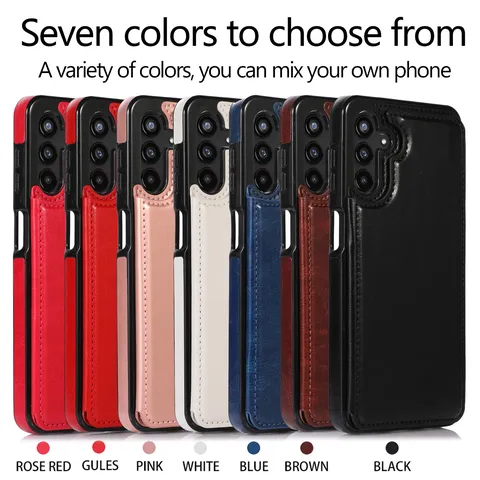 Business Retro PU Leather Wallet Phone Case With Card Slots Magnet Buckle Shockproof Protective Flip Cover For Samsung Galaxy