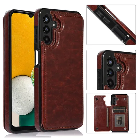 Business Retro PU Leather Wallet Phone Case With Card Slots Magnet Buckle Shockproof Protective Flip Cover For Samsung Galaxy