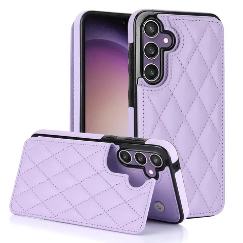 Funda Teléfono Tipo Cartera de Similpelle Rejilla Elegante Para Samsung Ranura Múltiple Tarjetas Bloqueo RFID Antigolpes Magnética Cosido Mano