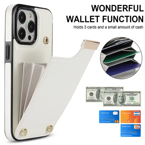 Funda para Teléfono con Tarjetero de Acordeón y Hebilla para iPhone 16 15 14 13 Samsung S24 S23 Ultra Cuero Sintético Billetera Soporte