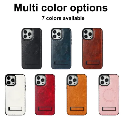 Funda de Teléfono Magnética de Cuero PU Vintage Para iPhone 16 15 14 Pro Max Plus Samsung Soporte Plegable Compatible Magsafe Carga Inalámbrica Protectora