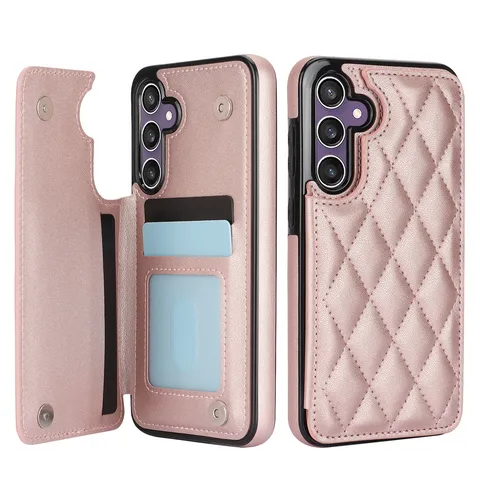 Funda Teléfono Tipo Cartera de Similpelle Rejilla Elegante Para Samsung Ranura Múltiple Tarjetas Bloqueo RFID Antigolpes Magnética Cosido Mano