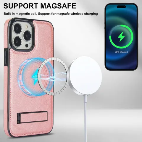 Funda de Teléfono Magnética de Cuero PU Vintage Para iPhone 16 15 14 Pro Max Plus Samsung Soporte Plegable Compatible Magsafe Carga Inalámbrica Protectora