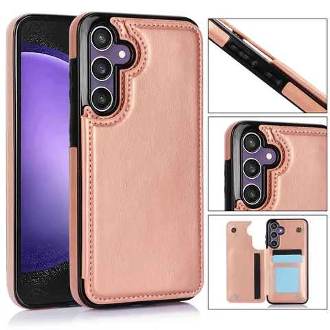 Funda Protectora de Teléfono de Billetera con Tapa de Imitación de Cuero Multifuncional Con Ranuras para Tarjetas Soporte Cubierta Antigolpes para Samsung Galaxy