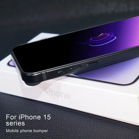 Minimalist Metal Silicone Phone Bumper Case Anti Shock Thin Frame Protective Mobile Phone Cover For iPhone 15 Pro Max Plus Series