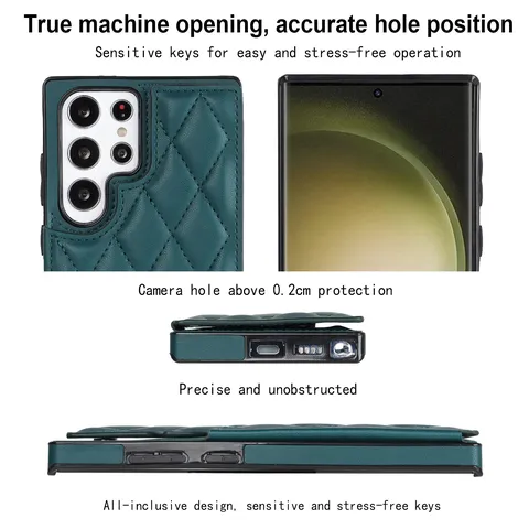 Funda Protectora de Teléfono de Imitación de Cuero Acolchado Billetera Multifuncional con Tarjetero Soporte Tapa