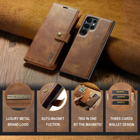 Afneembare Magnetische Portemonnee Hoes Voor Samsung Galaxy S25 Ultra S24 Plus S23 FE Retro PU Leer Meerdere Kaartsleuven Telefoonhoesje