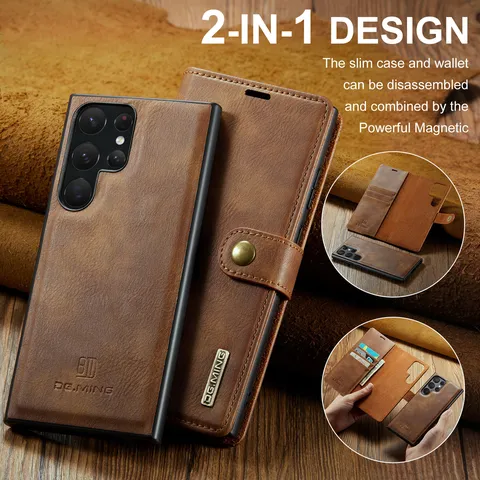 Afneembare Magnetische Portemonnee Hoes Voor Samsung Galaxy S25 Ultra S24 Plus S23 FE Retro PU Leer Meerdere Kaartsleuven Telefoonhoesje