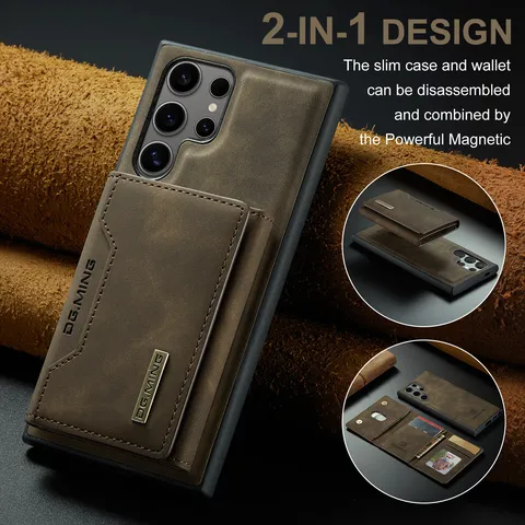 Business PU Leather Detachable Magnetic Wallet Case Retro Card Holder Stand Flip Cover For Samsung Galaxy Series Phone Case