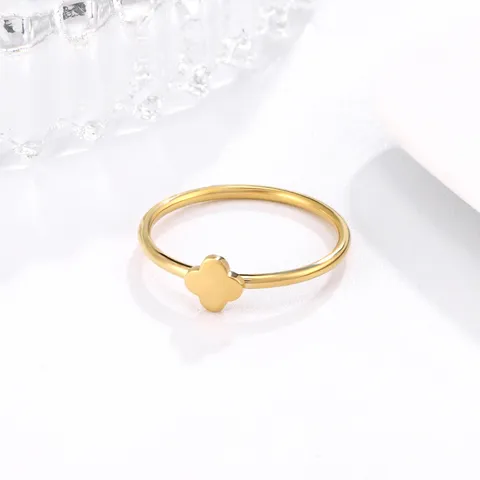 Bague Trèfle Papillon en Acier Titane pour Femmes Plaqué Or 14K Bijoux de Mode Simples Accessoires de Fête Élégants