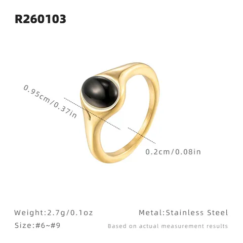 Bague Anneau Simple en Acier Titane Vintage Ovale Rond Coquille Noire Géométrique Électroplaqué pour Femmes Design Niche Bijoux Mode