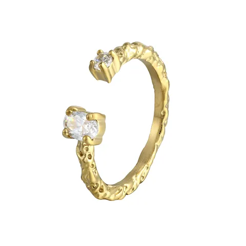Bague Ouverte Irrégulière en Acier Inoxydable Minimaliste pour Femme Bague Réglable en Strass Géométrique Mode Bijoux Quotidiens Élégants Chic