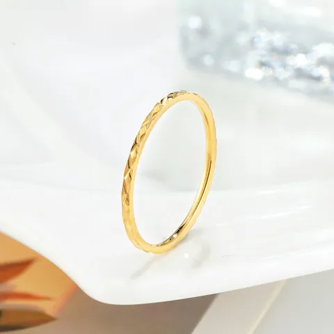 Minimalist Diamond Cut Titanium Steel Ring For Women Gold Rose Gold Silver Plated Geometric Daily Commuting Jewelry Finger Ring