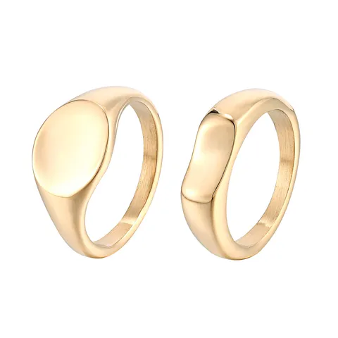 Bague Géométrique en Acier Titane Minimaliste pour Femmes Hommes Plaqué Or Argent Bijoux de Mode