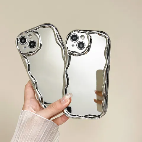 Electroplated Silver Mirror Silicone Phone Case For iPhone 15 14 13 12 11 Pro Max XR Drop Proof Cover