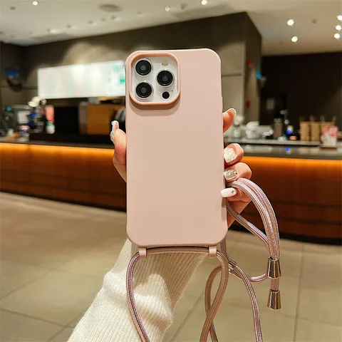 Siliconen Telefoonhoesje Met Koord Crossbody Riem Valbestendige Beschermhoes Voor iPhone Modieuze Mobiele Telefoon Accessoires
