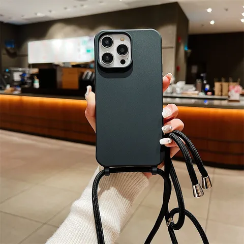Siliconen Telefoonhoesje Met Koord Crossbody Riem Valbestendige Beschermhoes Voor iPhone Modieuze Mobiele Telefoon Accessoires
