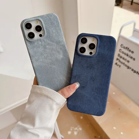 Funda Protectora de Textura Denim Para iPhone 17 16 15 14 13 12 Pro Max Plus Air A Prueba de Golpes Cubierta Flexible