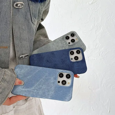 Funda Protectora de Textura Denim Para iPhone 17 16 15 14 13 12 Pro Max Plus Air A Prueba de Golpes Cubierta Flexible