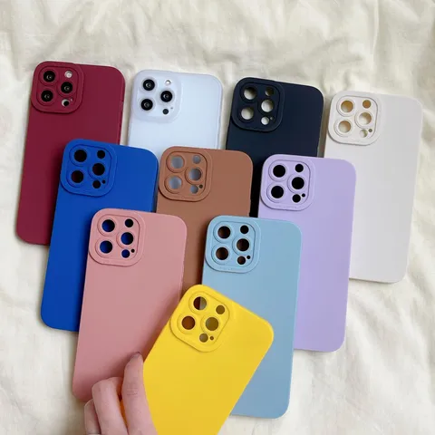 Korean Frosted Silicone Phone Case For iPhone 17 16 15 14 13 12 11 Pro Max Solid Color Shockproof Full Protection Back Cover
