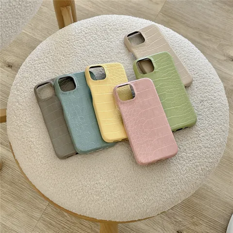 Funda de Teléfono de Silicona con Patrón de Coccodrilo Minimalista Color Sólido Funda Posterior de Lujo Cubierta Protectora Antigolpes para Serie IPhone