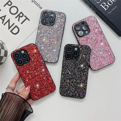 Luxury TPU Rhinestone Phone Case Colorful Glitter Full Coverage Shockproof Protection Back Cover For iPhone Series