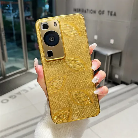 Electroplated Gold Leaf Phone Case For Samsung S24 Ultra S23 S22 S25 S26 3D Texture Soft TPU Shockproof Full Cover Protector