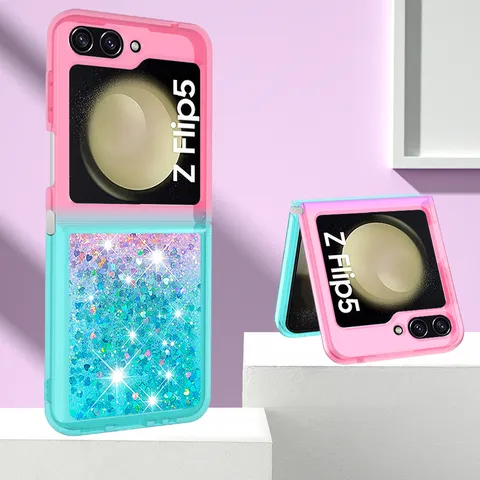 Glitzer Treibsand Farbverlauf Handyhülle Für Samsung Galaxy Z Flip 5 6 Faltbildschirm Anti-Fall Schutzhülle