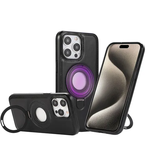 Coque Magnétique en Cuir avec Support Caché pour iPhone 16 15 14 13 12 11 Pro Max Plus Protection en Cuir PU Antichoc