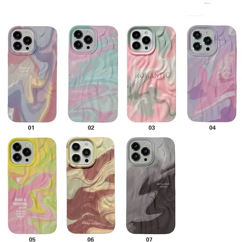 Custodia per Telefono Cellulare con Motivo Artistico a Macchie d'Inchiostro Fluido per iPhone Copertura Completa Antisgancio in Silicone 3D Stereoscopico