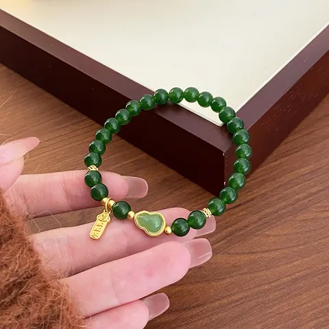 Natural Yellow Tiger Eye Bracelet With Jasper Agate Lucky Pi Xiu Gourd Ingot Charm Chinese Retro Niche Design Handcrafted Bracelet For Women Jewelry