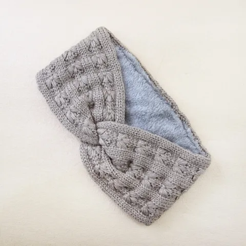 Women Winter Warm Knit Headband Fleece Lined Cross Knot Cable Ear Warmer Thick Crocheted Outdoor Sports Hair Band Turbans