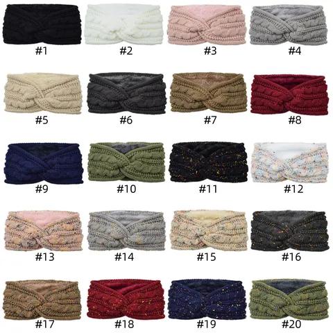 Acrylic Cable Knit Headband Speckled Cross Twist Fleece Lined Wide Hairband For Women Casual Sport Outdoor Ear Warmer Accessories