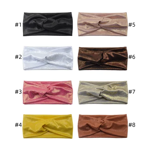 Damen Elastisch Breit Polyester Metallic Glänzend Kreuz Twist Stirnband Einfarbig Sport Workout Make-up Yoga Kopfband Haarband Haaraccessoires