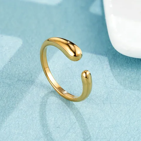 Bague Ouverte Goutte d'Eau en Acier Titane Minimaliste Pour Femme Bague Géométrique Électroplaqué Or Argent Bijoux de Mode Jonc Cadeau